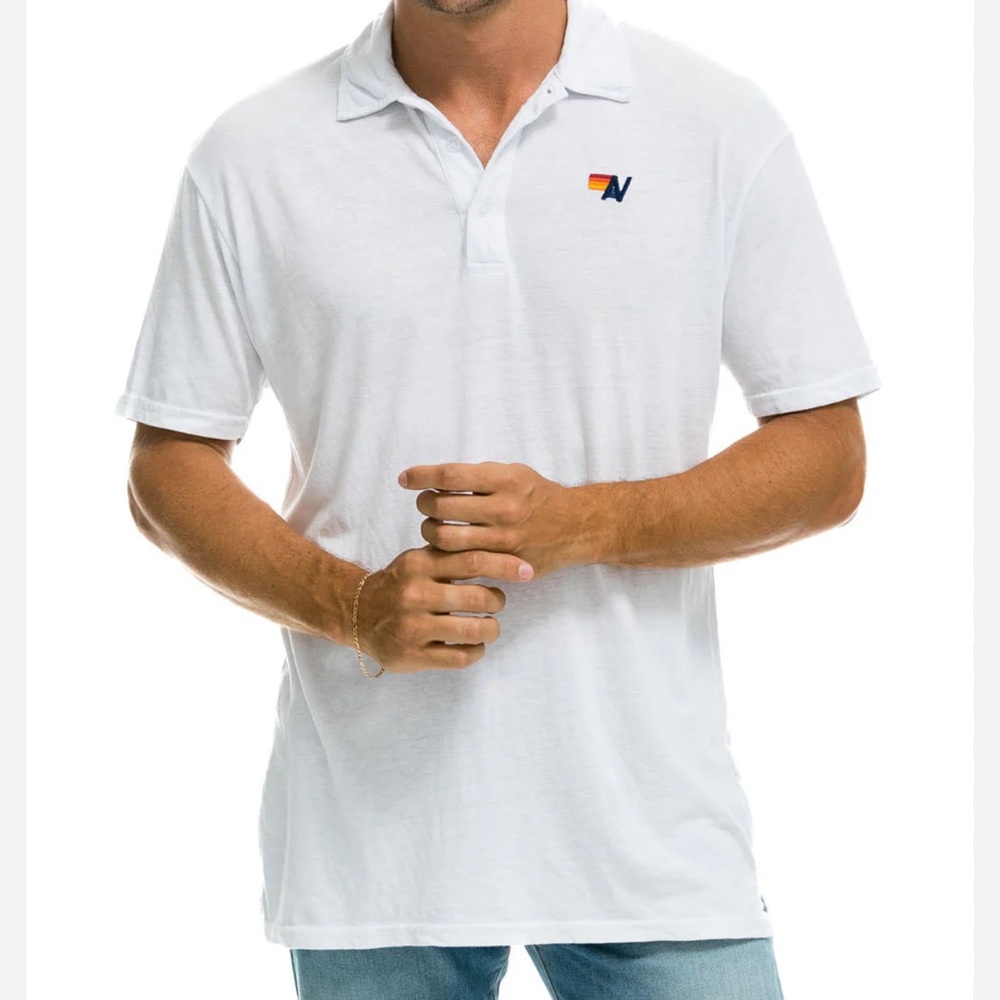 NWT Aviator Nation White Polo Shirt